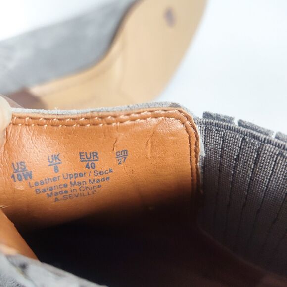 Franco Sarto Size 10 Wide Chelsea Booties Suede Leather Gray Ankle Boots Seville - Picture 8 of 9